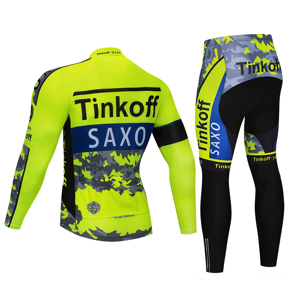 Tinkoff длинный рукав Велоспорт Джерси Брюки Велосипедный спорт Велоспорт осенняя одежда комплект одежды Ropa Ciclismo 19D силикон