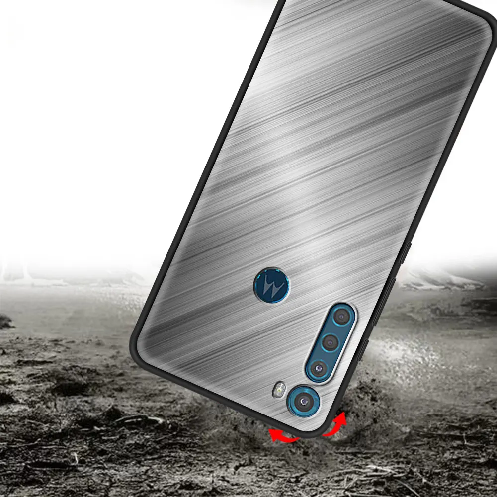 Dark Brushed Metal Texture Cell Phone Case for Motorola One Fusion Hyper G9 Play G8 Power Lite G30 E6s Edge Plus G Stylus Cover