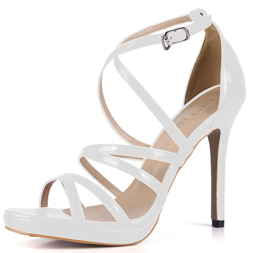 Пикантные лакированные вечерние открытые туфли на шпильках Ремешок щиколотке в