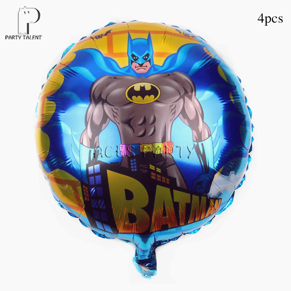4pcs balloon Мальчики дети супер герой Бэтмен тема посуда для вечеринки в честь Дня Рождения шар конфеты коробка флаг тарелка чашка соломы кисточкой вечерние принадлежности - Цвет: 4pcs balloon