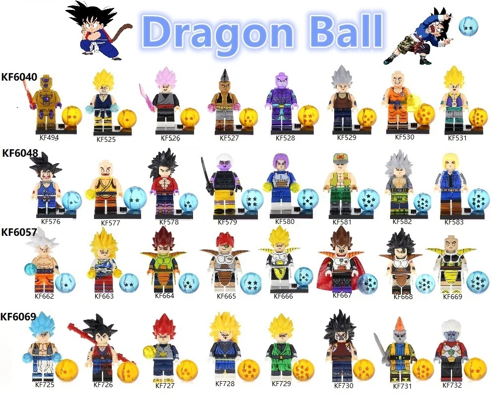 Одиночная строительные блоки Dragon Ball пластиковый кирпич Gogeta Son Goku фигурки для детей игрушки KF6069 KF6057 KF6048 KF6040