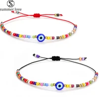 bohemian elephant tortoise evil blue eye charm bracelet with colorful seed bead rope braided nazar eye bracelets jewelry 2pcset