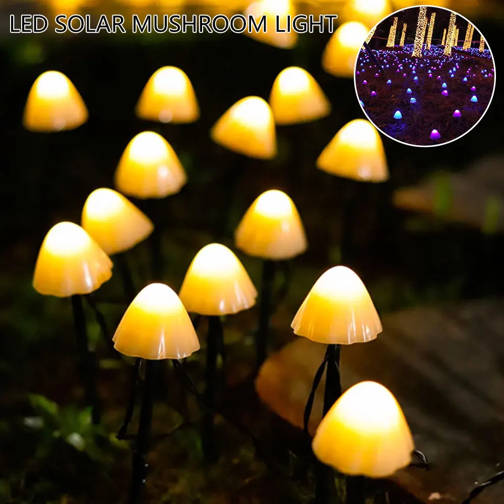 

New Solar LED Light Outdoor Mushroom Garden Decoration Lights Waterproof Garden Garland Furniture Decor Solar Cell Fairy Lights
