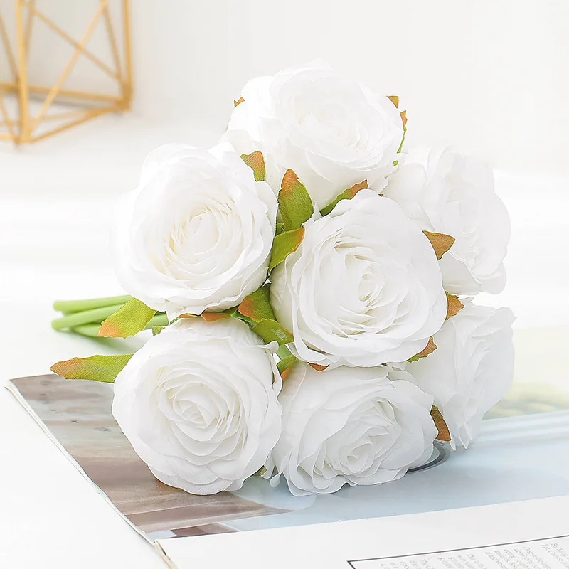 7 шт./Букет шелковых роз искусственные цветы для свадьбы украшения дома ручной