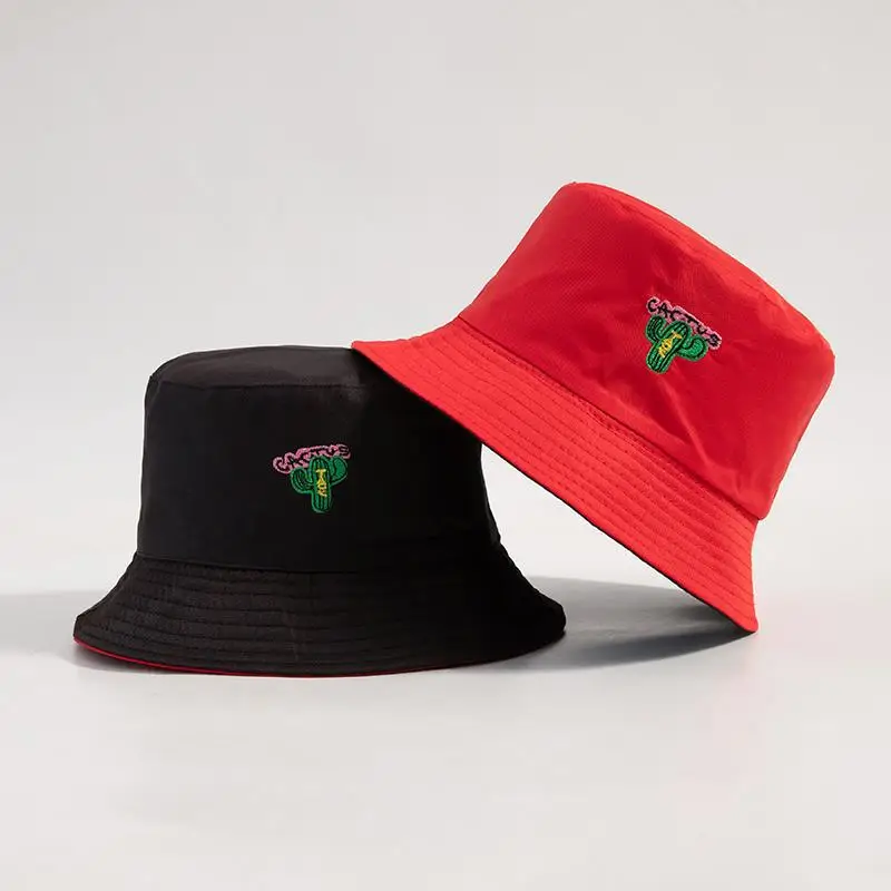 

Панама унисекс Двусторонняя Складная Женская, шляпа рыбака с вышивкой кактуса, шапка от солнца для отдыха и студентов, шляпа для пар