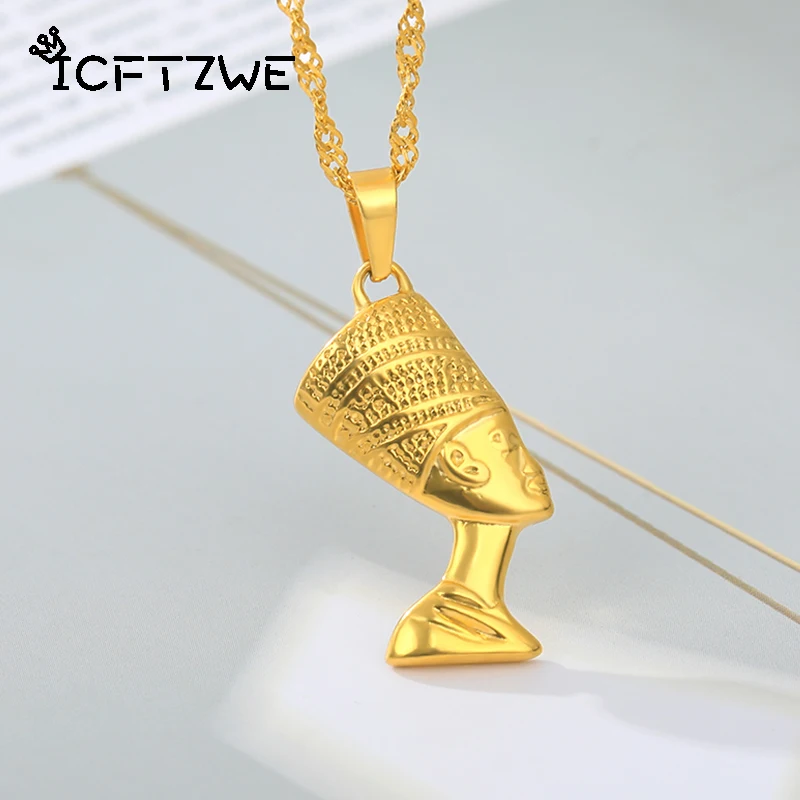 

Egyptian Pharaoh Necklace Hip-Hop Chain Unisex Stainless Steel Necklace For Women Christian Religious African Jewelry Gift