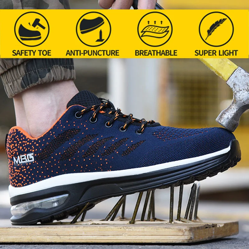 

Fashion Man Safety Shoes Men Boots Steel Toe Shoes Breathable Work Sneakers Indestructible Safety Boots Male Shoes Work Boots