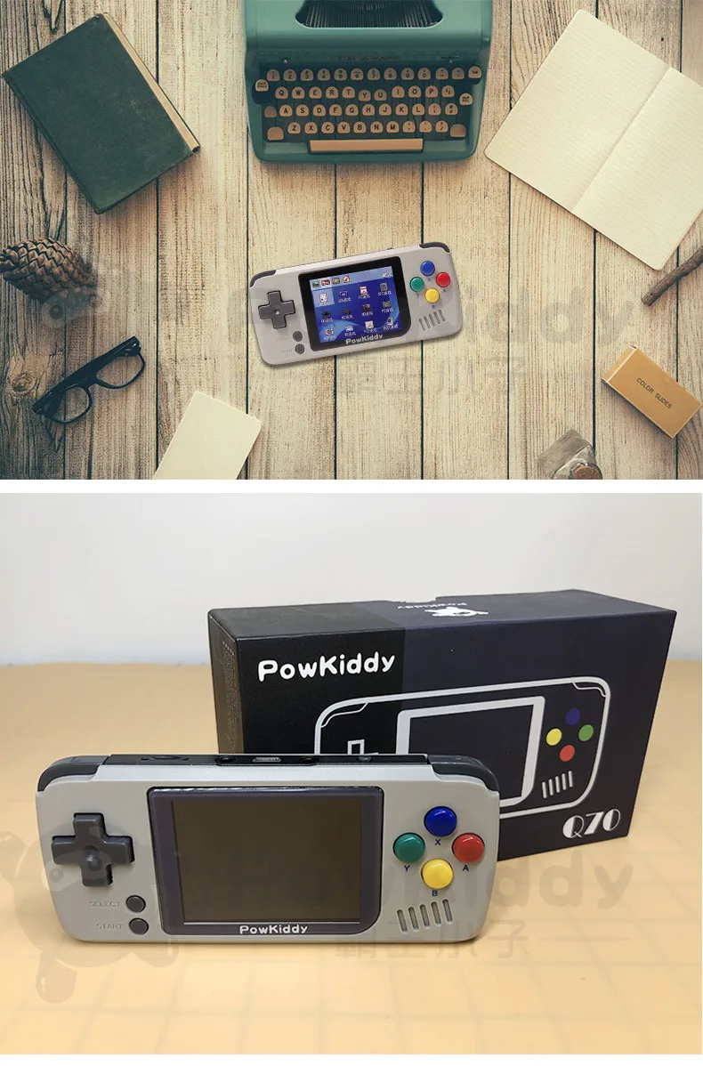 Новая Обновленная портативная игровая консоль Powkiddy Q70 ips в стиле ретро, открытая система linux, встроенный 12 эмуляторов, аккумулятор 1000 мАч, игровое устройство
