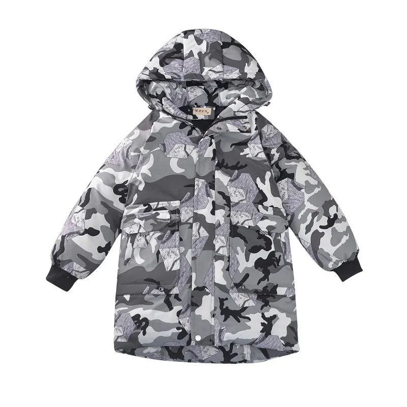 

Baby Boys Jackets 2020 Autumn Winter Jackets Thick Keep Warm Camouflage Mid-length Down Cotton Hooded Coat For Boys Clothing