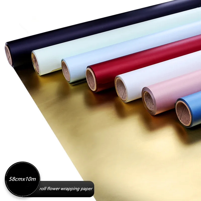 

58cmx10m Roll Gold Gift Wrapping Paper Waterproof Flower Bouquet Wrapping Paper Florist Supplies