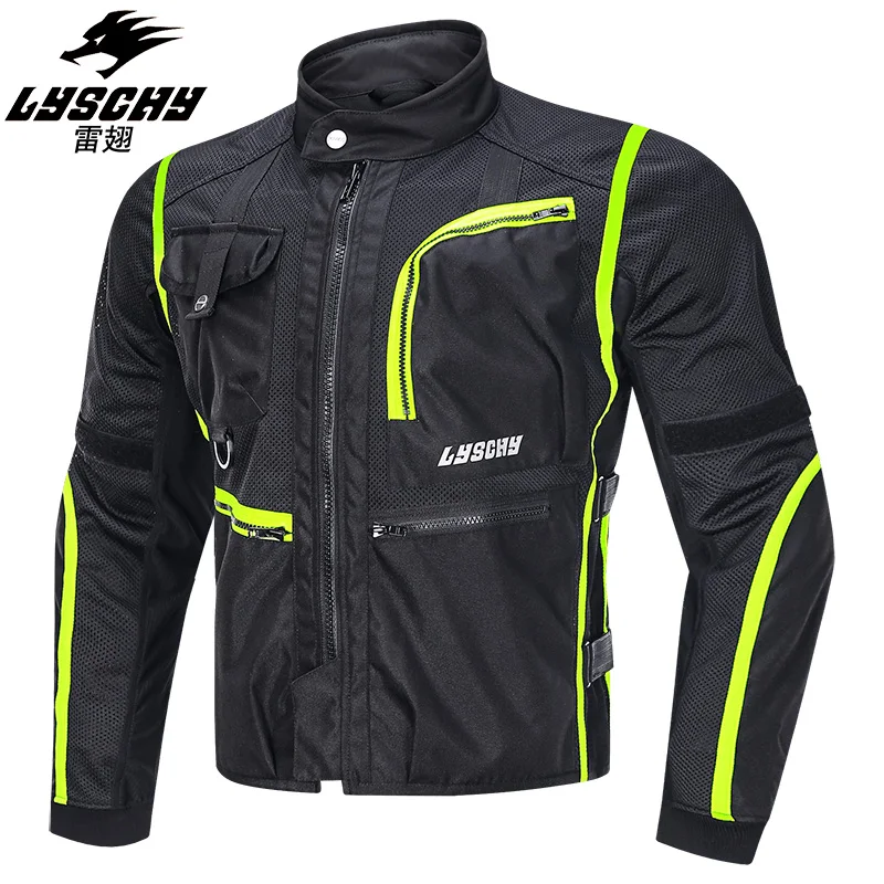 

LYSCHY Moto da corsa riflettente giacca da Moto da uomo quattro stagioni locomotiva Cross-country sicuro estate traspirante capp