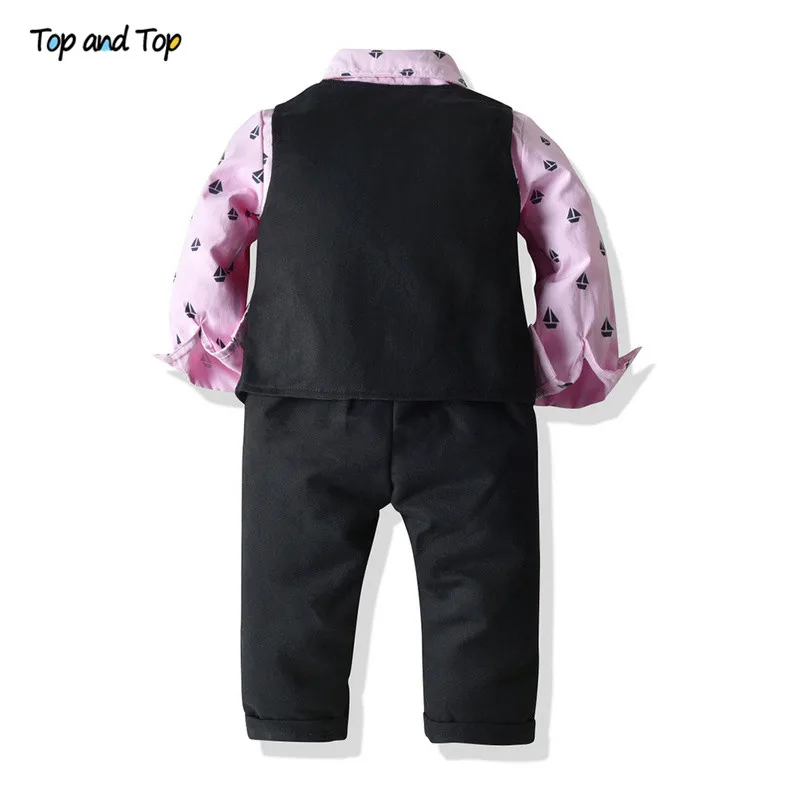 Комплект одежды для мальчиков рубашка с длинным рукавом галстук-бабочка жилет и