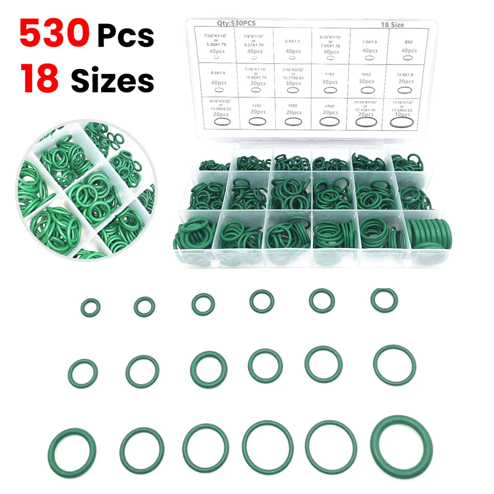 

530Pcs Assorted Car HNBR A/C System R134a Air Conditioning Rubber O Ring Seals Car Accessories Car Air conditioning Installation