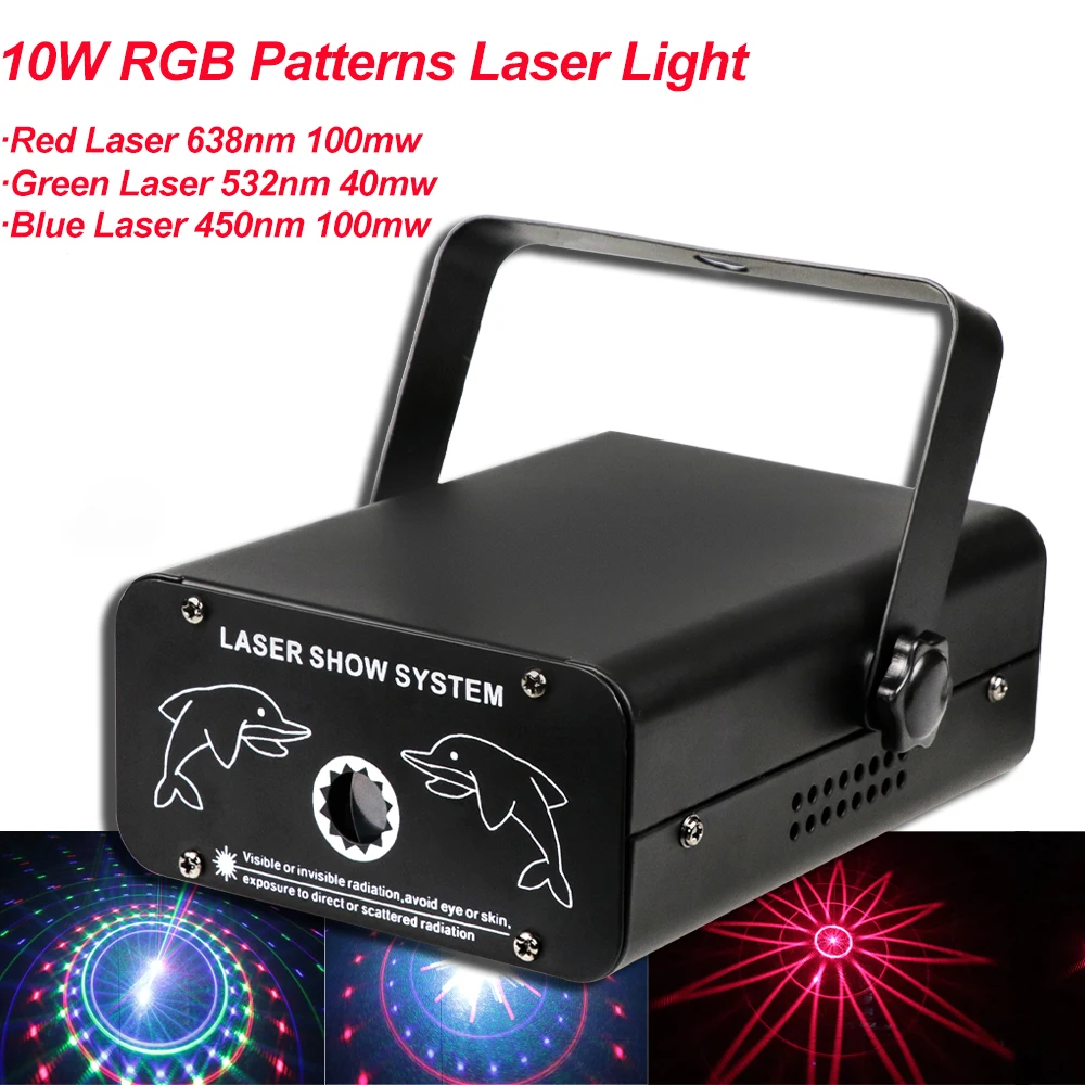 10W RGB Colorful Patterns Laser Light DMX 512 Scanner Projector Party Xmas DJ Disco Show Lights Club Music Equipment Beam Moving