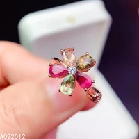 kjjeaxcmy fine jewelry natural tourmaline 925 sterling silver popular girl new ring support test hot selling