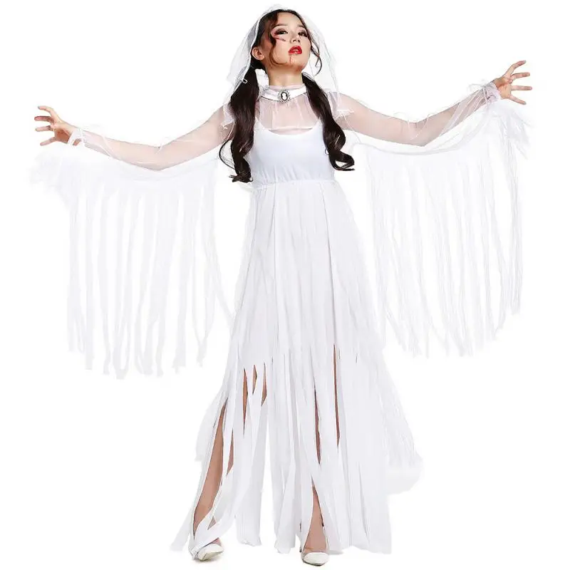 Платья невесты с белыми привидениями зомби костюмы для косплея на Хэллоуин