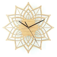 natural wood lotus wooden wall clock bamboo wall hanging watch quartz mute clocks modern design reloj de pared moderno reloj