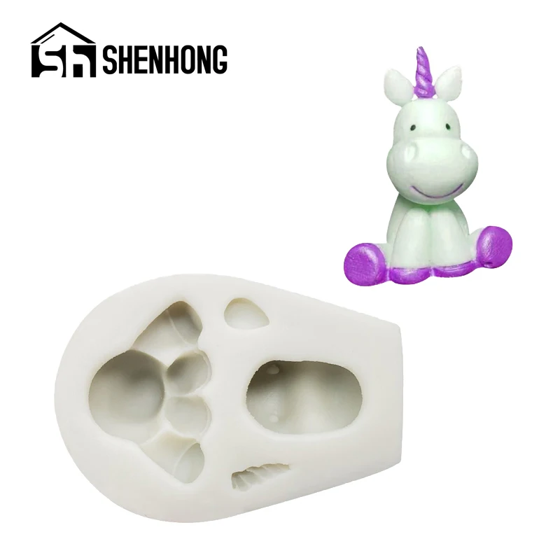 SHENHONG DIY День рождения Сахар ремесло в форме единорога силиконовые помадки формы