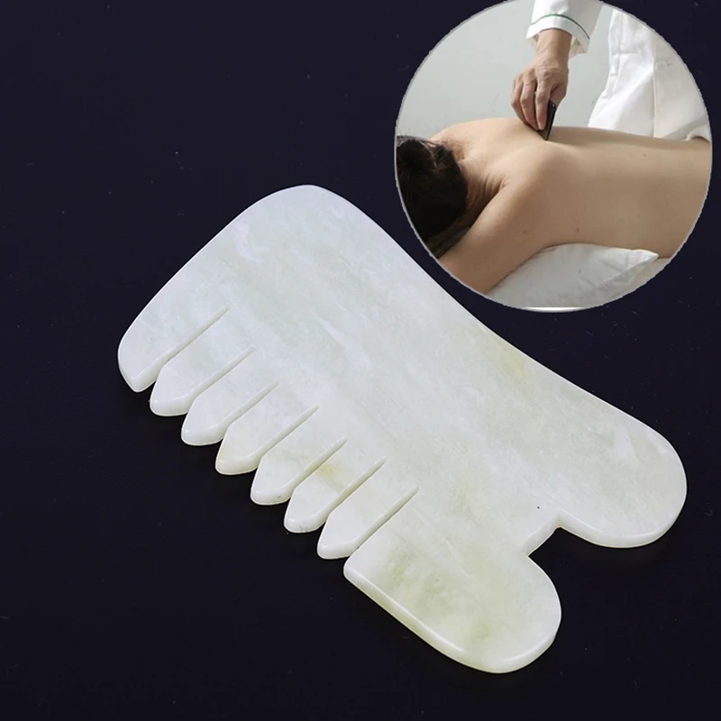 Нефритовый камень Gua Sha расческа массажер для доски Спа акупунктура терапия