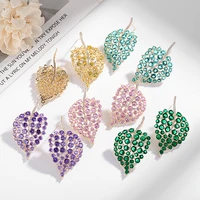 simple temperament leaf pendant earrings for female romantic birthday gifts designer creative crystal dangle jewelry