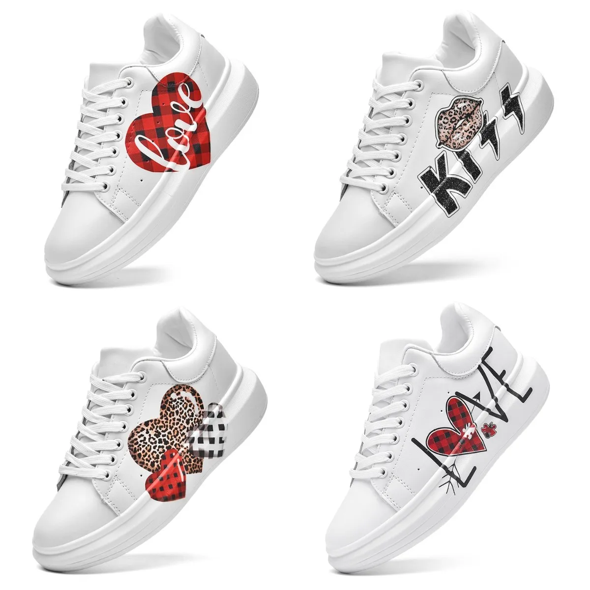 Womens Leather Sport Shoes Ladies White Sneakers Comfort Height Increasing Lace-up Soft Gym Jogging Shoes Outdoor Running Shoes