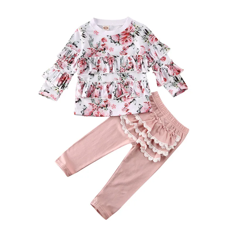 Emmababy комплекты осенней одежды для маленьких девочек футболка с длинными