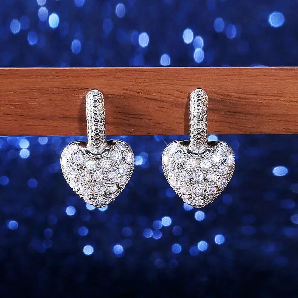 

Женские модные серьги Стразы в форме сердца медные подарки циркониевые ювелирные изделия серьги в форме сердца Висячие