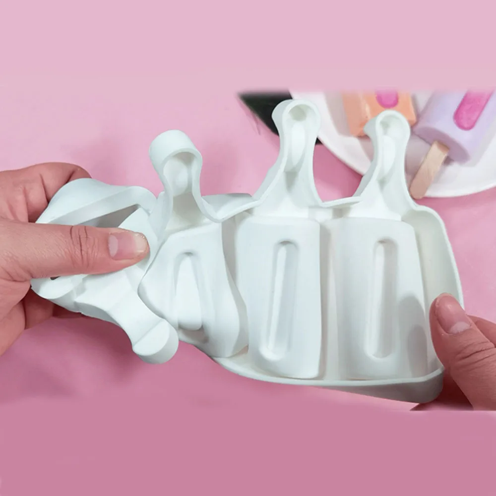 

4 Cell Big Size Silicone Ice Cream Mold Popsicle Molds DIY Homemade Dessert Freezer Fruit Juice Ice Pop Maker Mould