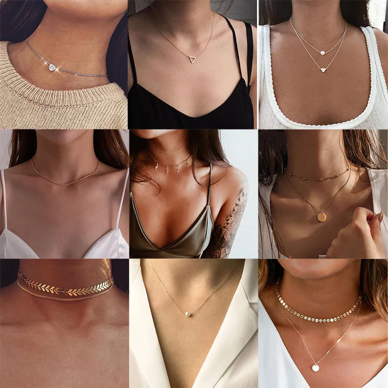 Модная женская подвеска в области ключицы с сердцем персикового цвета мульти