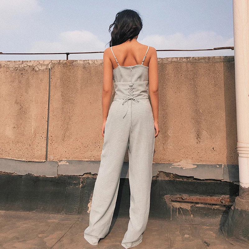 Новинка 2019 модная женская одежда пикантные цельнокроеные широкие брюки без