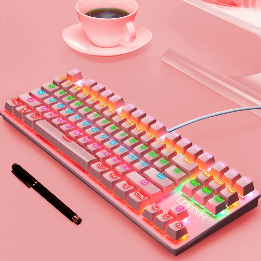 K550 87 Keys Mechanical Gaming Keyboard Mini RGB LED Rainbow Backlit Wired Keyboard for Windows Gaming PC enlarge