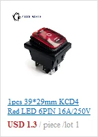 10 шт./партия KCD1 15*10 SPST 250V 3A 2 Pin Красный переключатель для лодки кнопка включения выключения