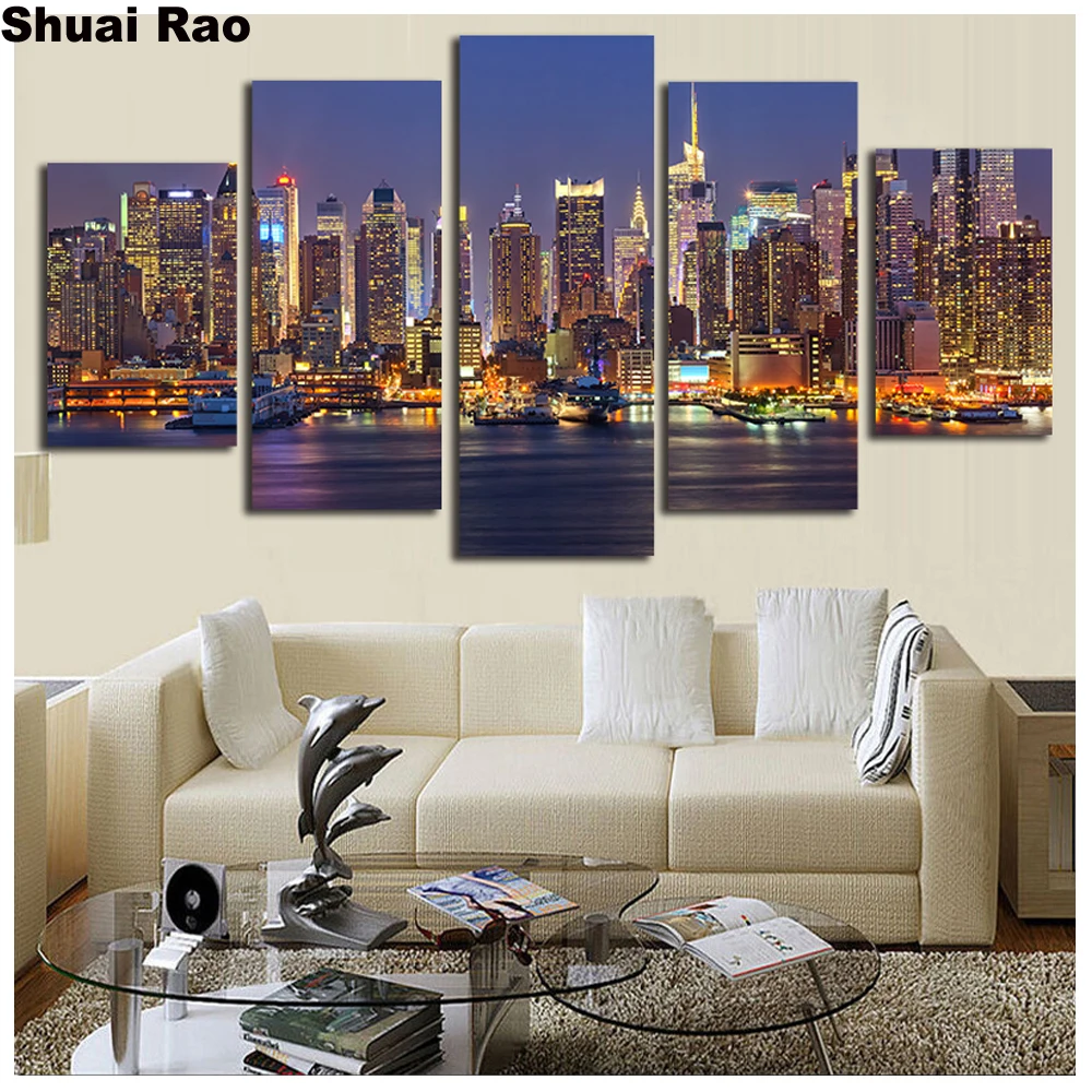 

5d round diamond embroidery New york City Building diy diamond painting cross stitch full square diamond mosaic landscape,5pcs