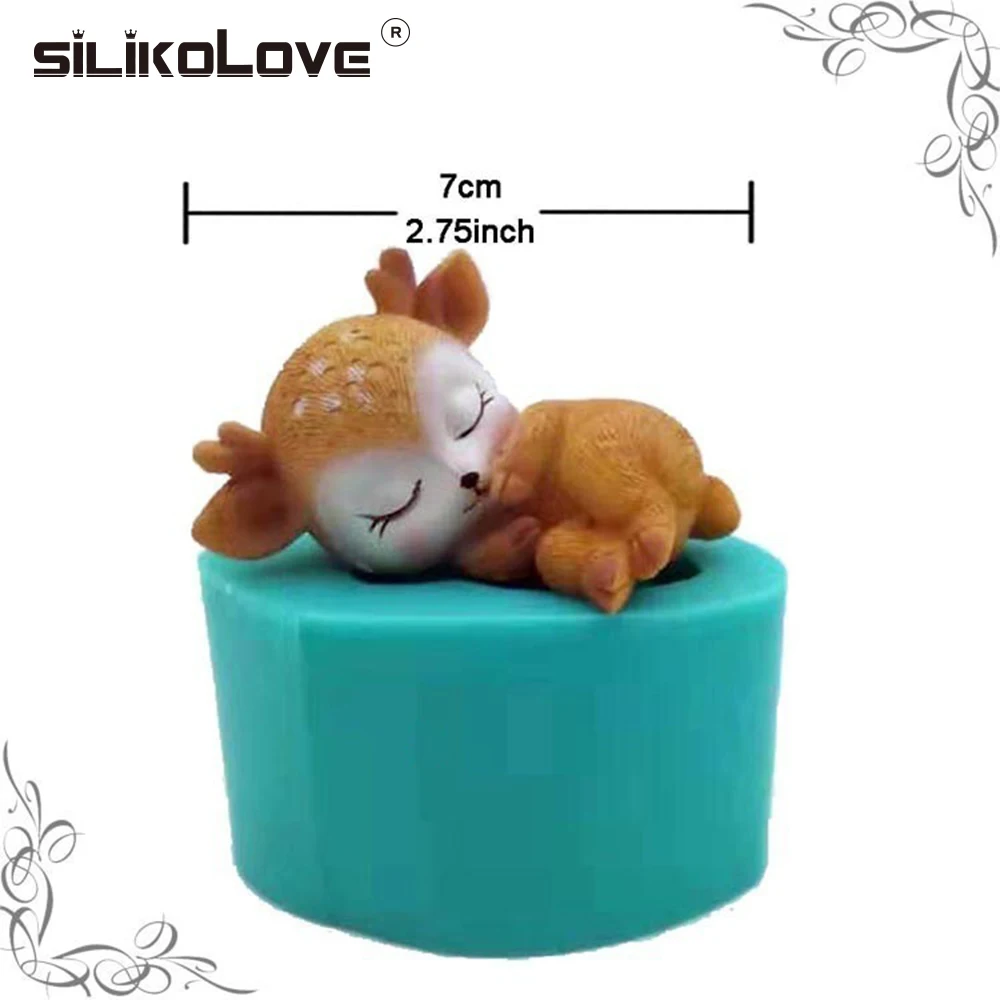 Silicolove 3d силиконовая форма для спящего оленя помадки Diy шоколадная мыла гипсовая