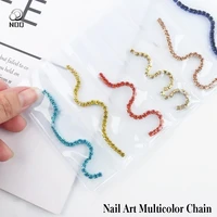 1bag 6 color nail crystal chain10cm nail art decorations crystal beads chains diy uv gel design manicure jewelry accessory