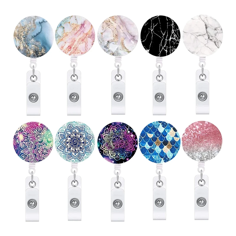 

10 Pack Retractable Badge Reel Clips ID Badge Holder Badge Reels with Alligator Clip on ID Card Holders for Nurses