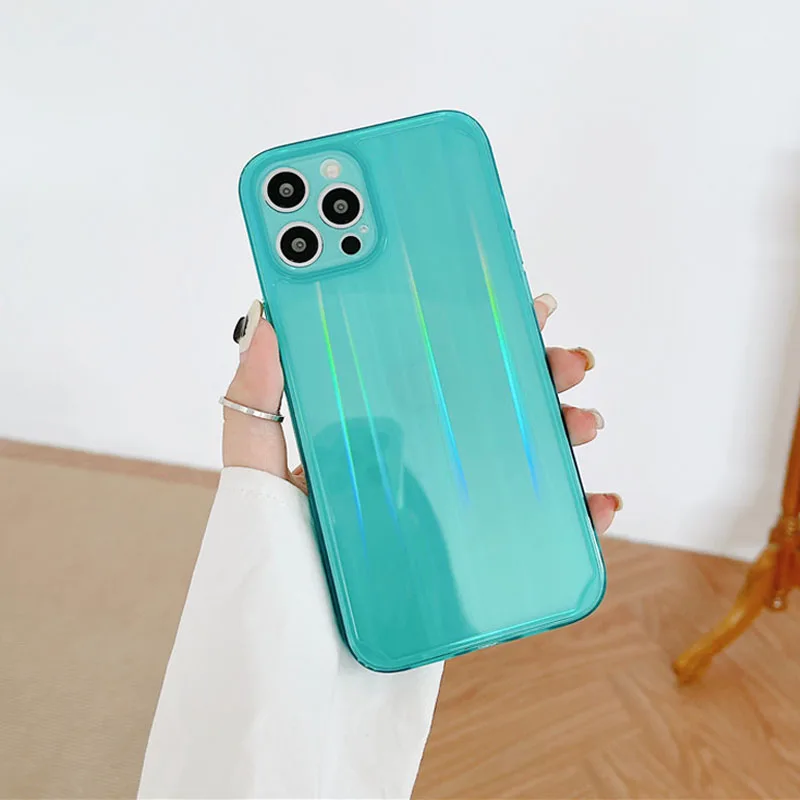

Gradient Rainbow Laser Cases For iPhone 11 X XS Max XR Transparent Soft Fundas For iPhone 11 XR 7 8 Plus 12 Clear Acrylic Covers