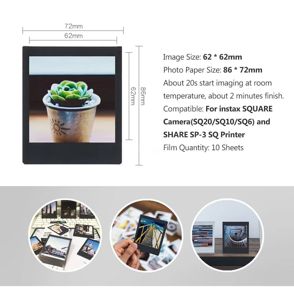 

Square Film Twin Pack Photo Film Replacement for Instax SQ10 SQ6 Instant Camera/SP-3 Printer