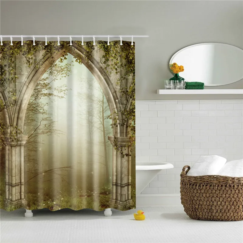 Old Door Series Shower Curtain Fabric Hanging Waterproof Polyester Bath Bathroom Decor Screen With Hooks | Дом и сад