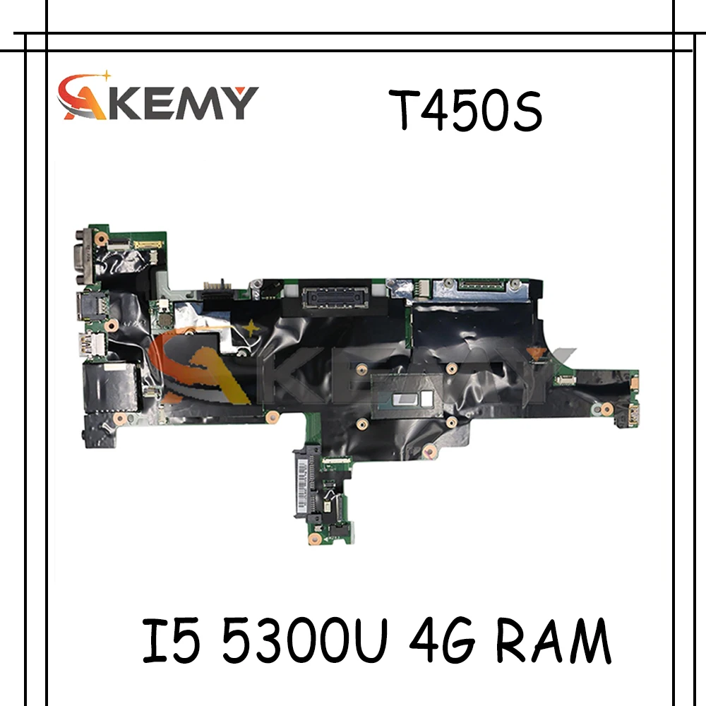 

Akemy AIMT1 NM-A301 для Lenovo Thinkpad T450S Материнская плата ноутбука процессор I5 5300U 4G RAM FRU 00HT748 00HT744 00HT746