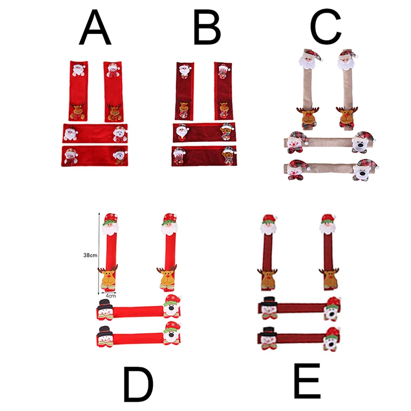 

4pcs Gloden Snowflake Christmas Refrigerator Door Handle Cover Xmas Decoration 2021