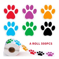 500pcs colorful paw print stickers dog puppy bear cat paw labels stickers for kids 6 colors 1 inch round reward sticker roll