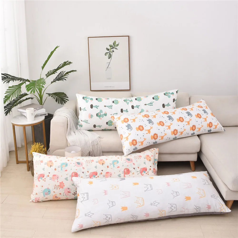 Cartoon Short Plush Long Pillowcase Plants Animals Pattern Bedroom Decor Hugging Body Pillow Cover Double Sleeping Case | Дом и сад