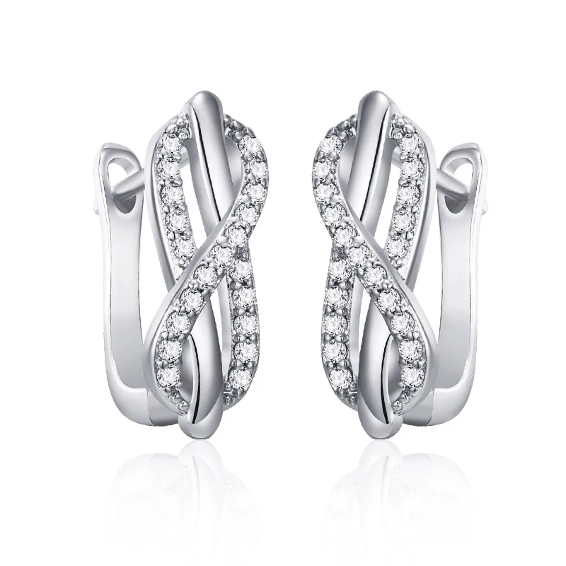 Silver MAIKALE, классические геометрические серьги-гвоздики, кубический цирконий, бесконечность, очаровательные серьги, золото, серебро, милые корейские серьги для женщин, подарки - Окраска металла: Silver