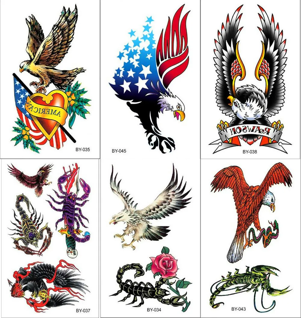 Тату с орлом и скорпионом для боди арта макияж классные водонепроницаемые