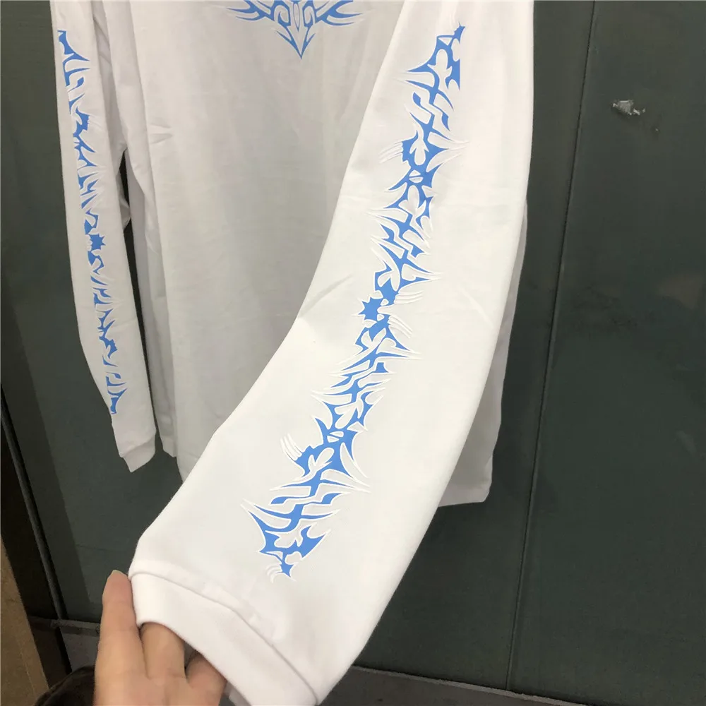 

VETEMENTS White Long Sleeve T-Shirt 2021 Men Women Blue White Graphic Print VETEMENTS T-shirts Oversize VTM 1:1 High Quality Tee