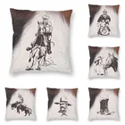 Ковбойская лошади Родео, коровья кожа, ципающая корова, квадратная подушка, чехол, украшение, наволочка, диванная подушка для гостиной