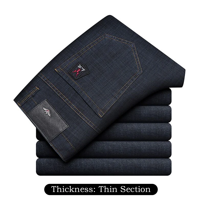 Thin Black Новинка, мужские классические деловые джинсы, модные, повседневные, основной цвет, узкие, маленькие, прямые, мужские брюки, джинсовые штаны, брендовая одежда - Цвет: Thin Black