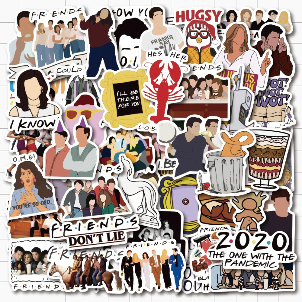 

VANMAXX New 50 PCS Friends American TV Show Retro Stickers Waterproof Vinyl Decal for Laptop Helmet Bicycle Luggage