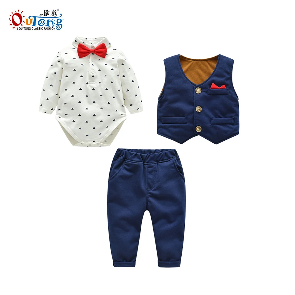 

Outong 3 шт./компл. Одежда для новорожденных малышей комбинезон, хлопковый наряд с галстуком-бабочкой, Детские с длинными рукавами комбинезон о...